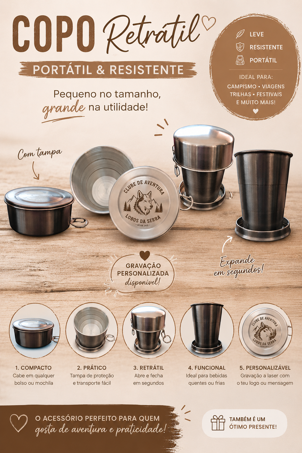 Copo Retrátil Personalizado
